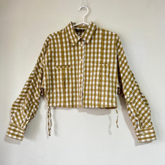 NEW Zara Gingham Cropped Shirt / Jacket button front Organi Cotton- Blogger Fav - Picture 12 of 16